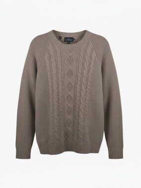 Rodd & Gunn Men's Jacobs Town Cable Stitch Sweater Oatmeal Tan Size Medium